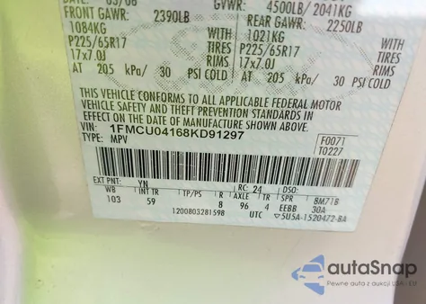 2008 Ford Escape Limited из США, поврежденный, VIN 1FMCU04168KD91297